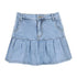 High-waist Ruffled-lined Pleated Denim Skirt